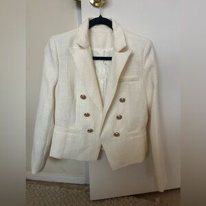 Cicy Bell White Double-Breasted Women's Blazer - Size S
